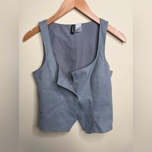 H&M Grey Button Button Vest Top Sleeveless 90s Chic City Office Minimal XS